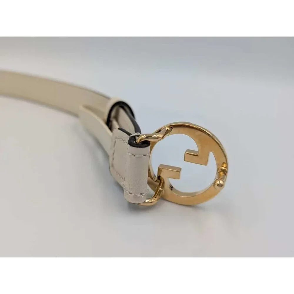 Gucci Women’s Blondie Ciny Interlocking Buckle Calfskin Belt Mystic White 100cm